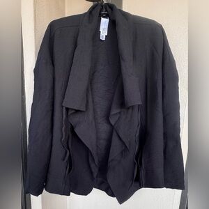 Wynne Layers Womens Sedona Swing Jacket Black 3/4 Sleeve Draped Open Front Large